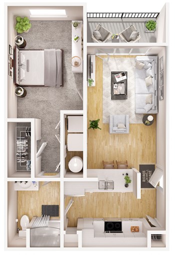1B w/ Patio floor plan
